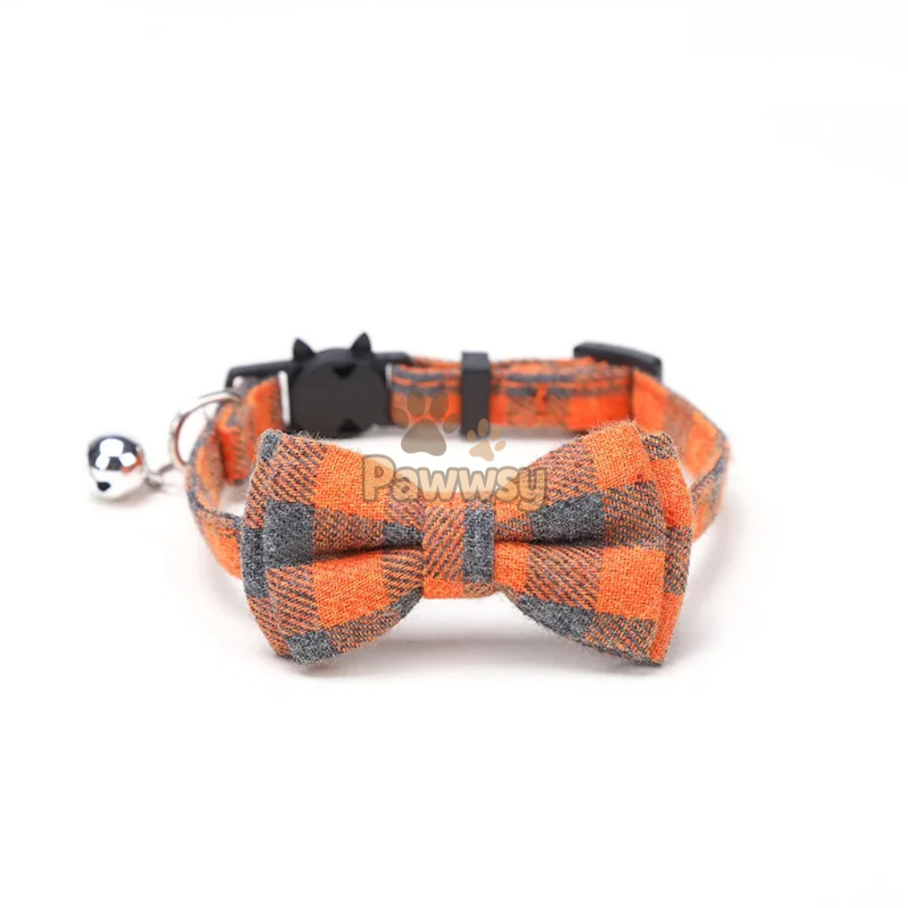 Christmas Plaid Cat Collar | Adjustable Breakaway Bow Tie with Bell