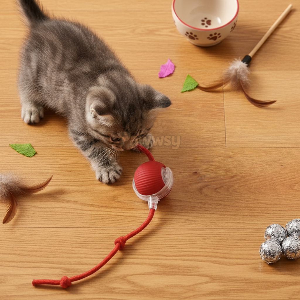 Interactive Smart Cat Ball rolling on the floor