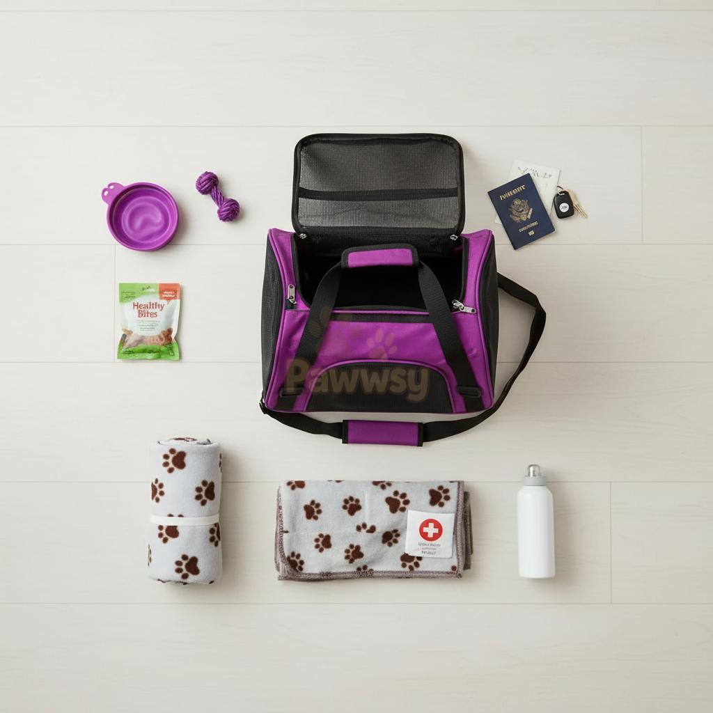 Portable pet travel carrier with breathable mesh for cats and small dogs