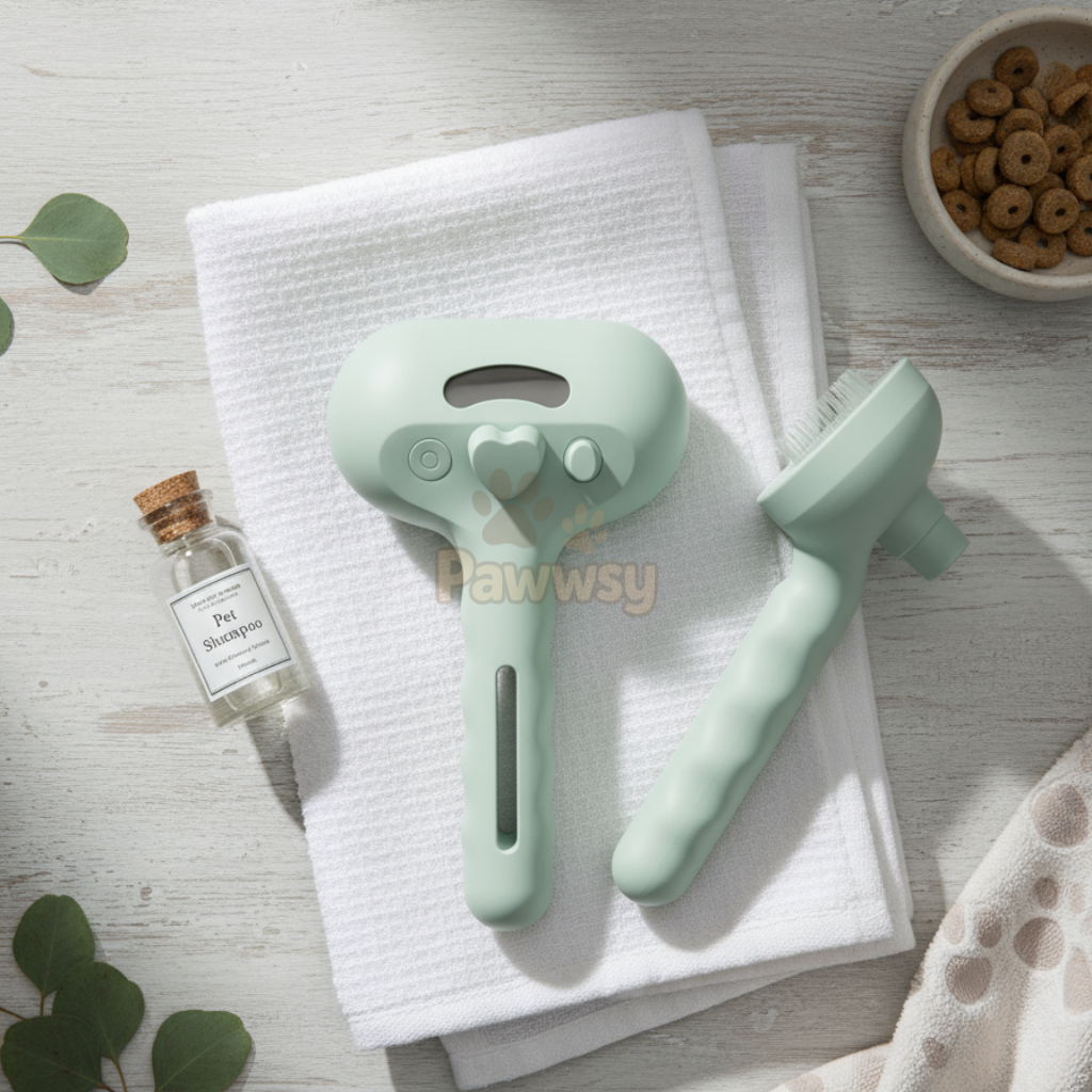 3-in-1 pet spray grooming brush with steam mist and self-cleaning comb