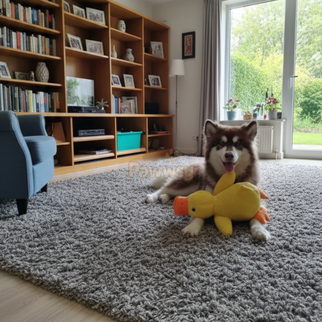 Soft squeaky duck toy for dogs to chew and cuddle
