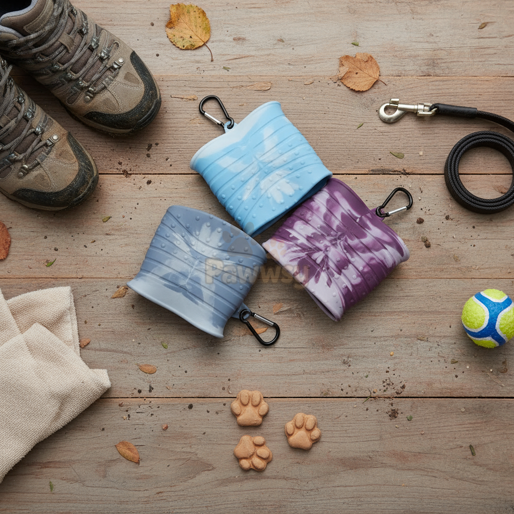 Portable 2-in-1 dog paw washer and grooming brush designed for easy, mess-free cleaning