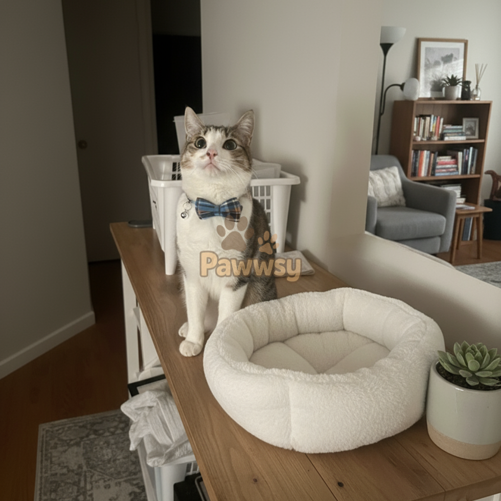  blue and brown festive plaid cat collar for holiday season.