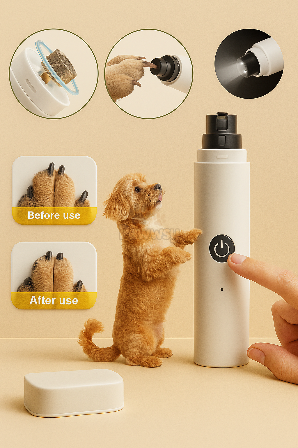 Rechargeable Electric Pet Nail Grinder | Low-Noise Dog Nail Clipper