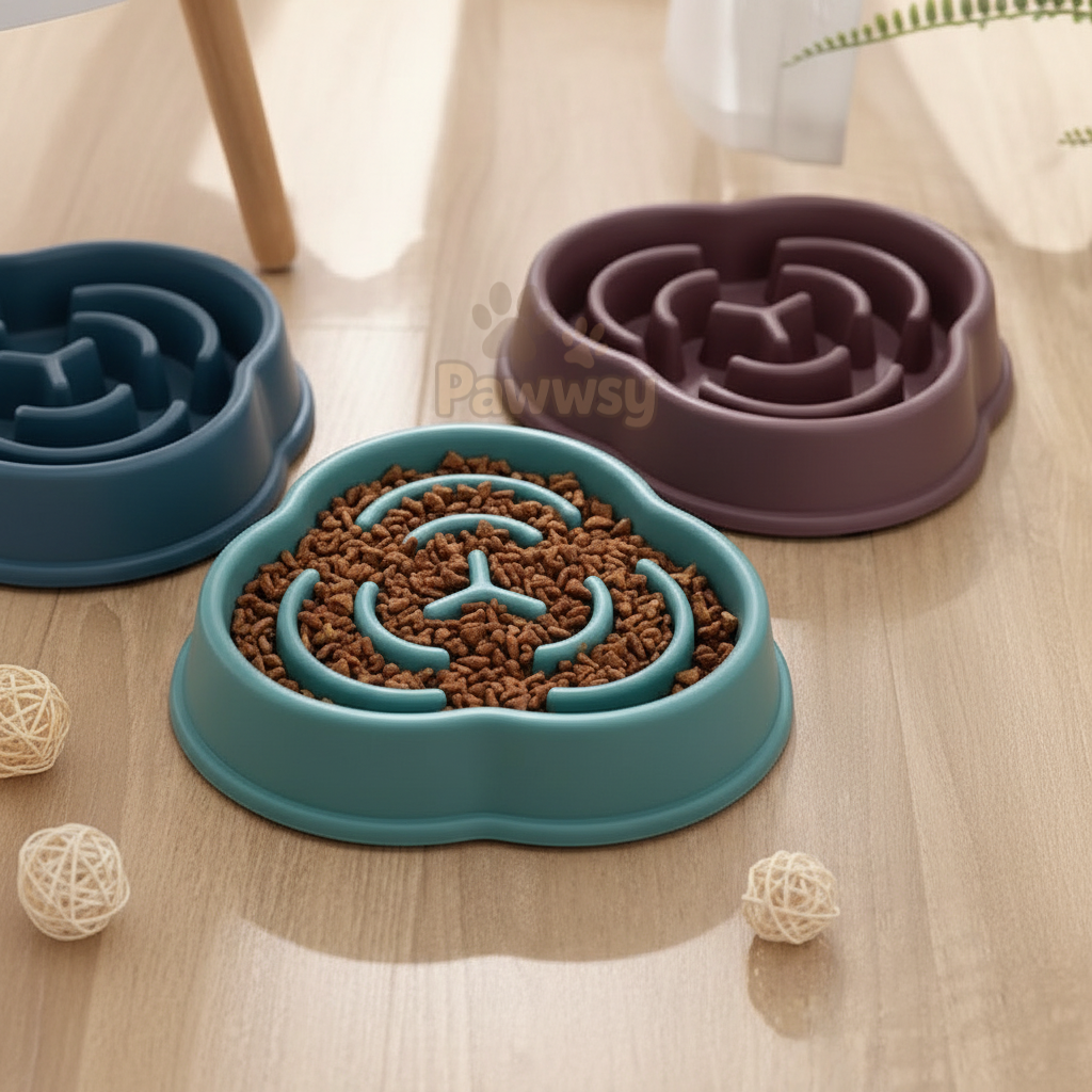 Anti-choke maze pet bowl in assorted colors
