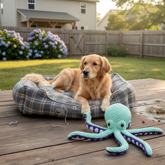 Soft plush octopus toy for active play