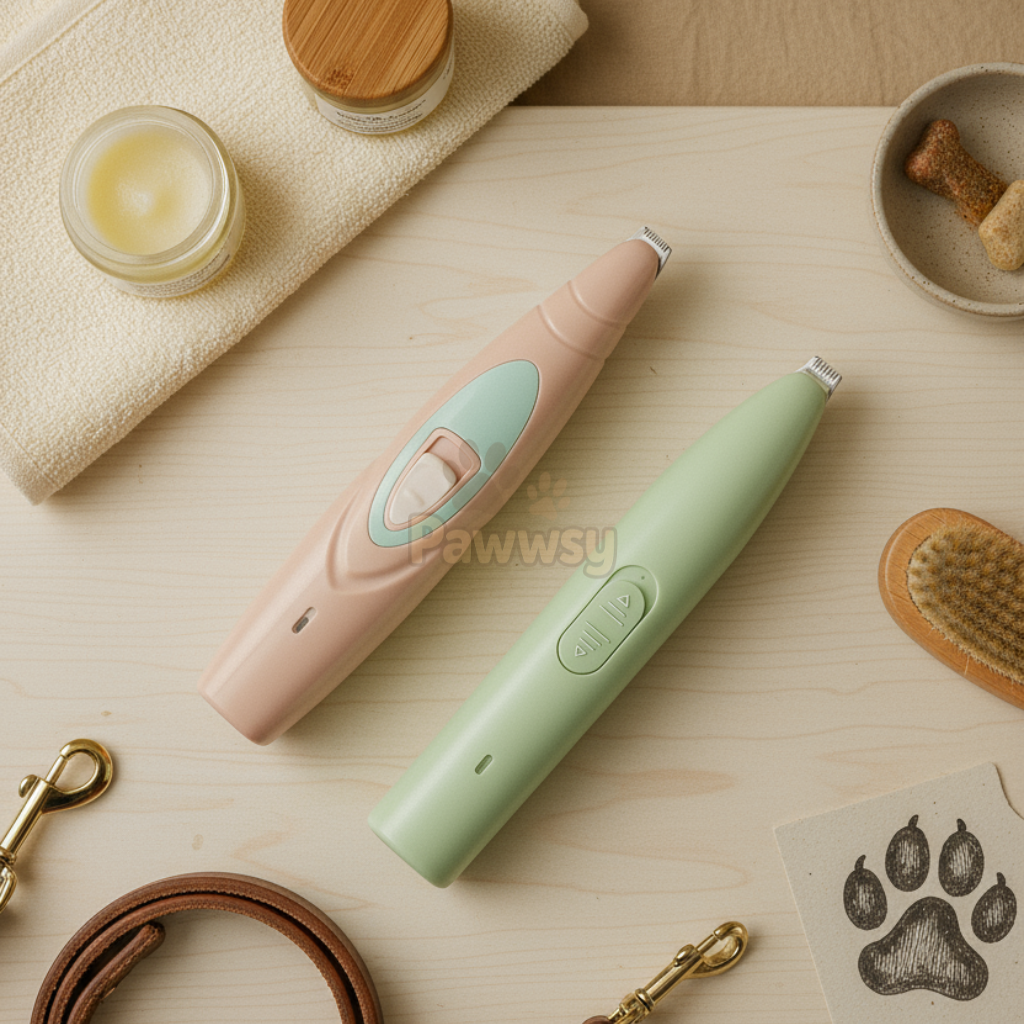Rechargeable electric dog hair trimmer with stainless steel blades for precise grooming