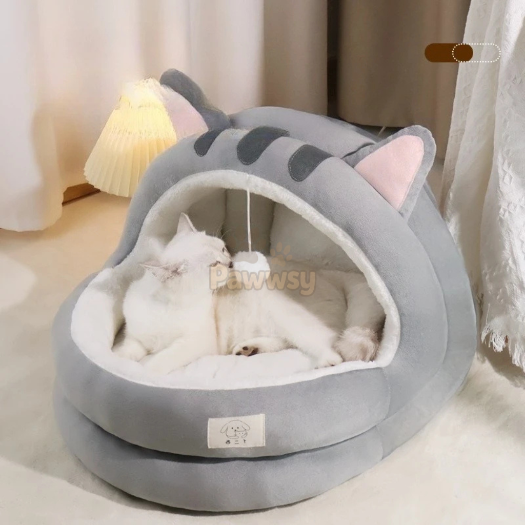 Soft grey cat cave for indoor cats