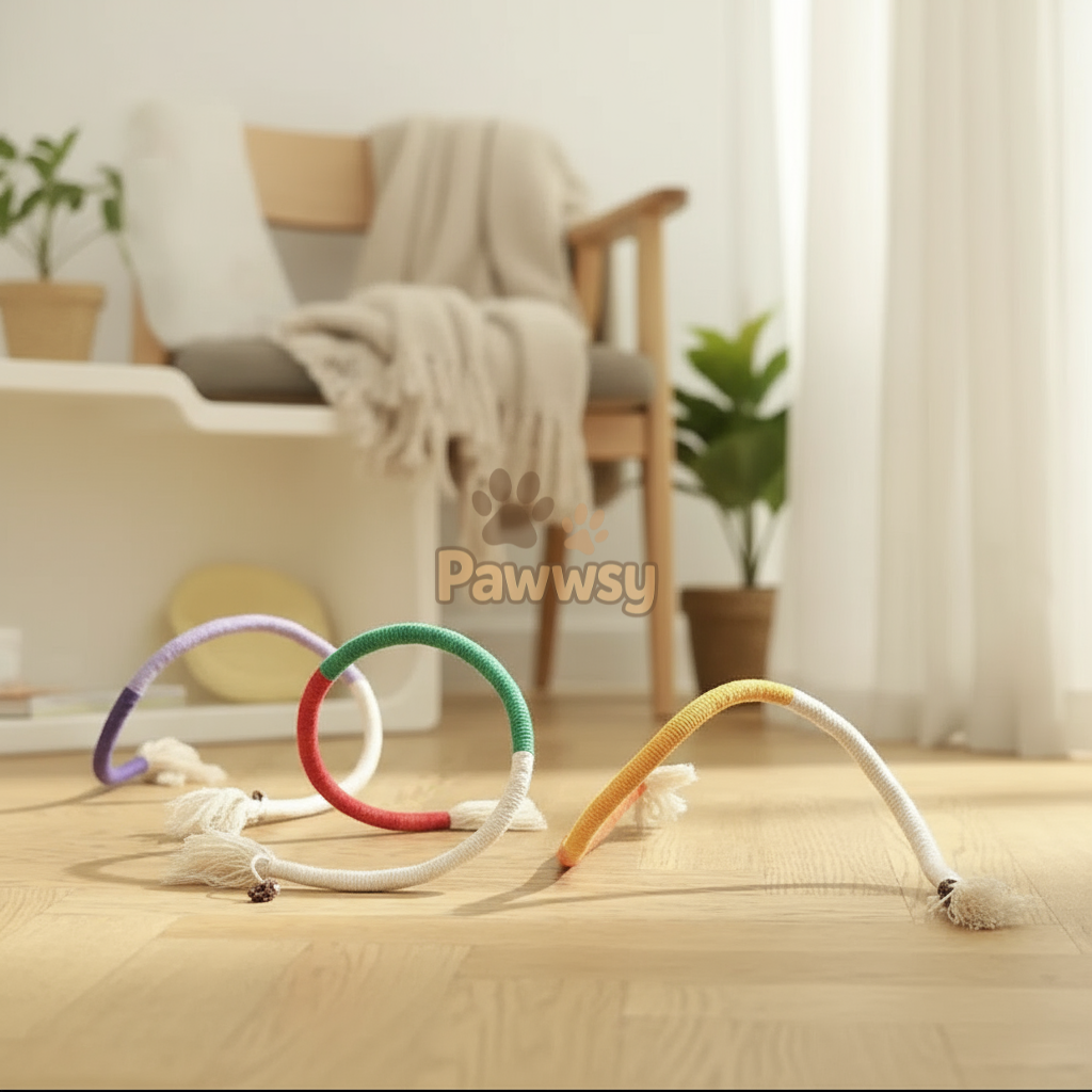 Keep your playful kitty entertained and healthy with our Interactive Silvervine Rope Cat Toy