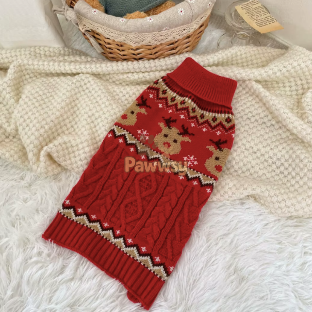 Cozy Christmas Reindeer Sweater | Soft Winter Knit for Cats & Dogs