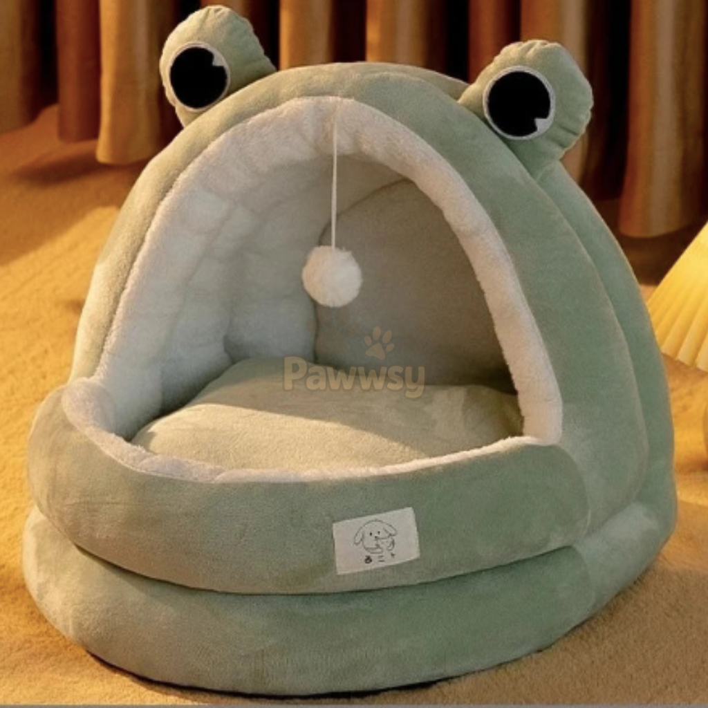 Cozy Animal Plush Cat Bed | Warm Covered Cat Cave for Indoor Cats