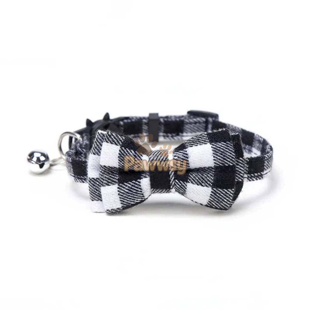Christmas Plaid Cat Collar | Adjustable Breakaway Bow Tie with Bell