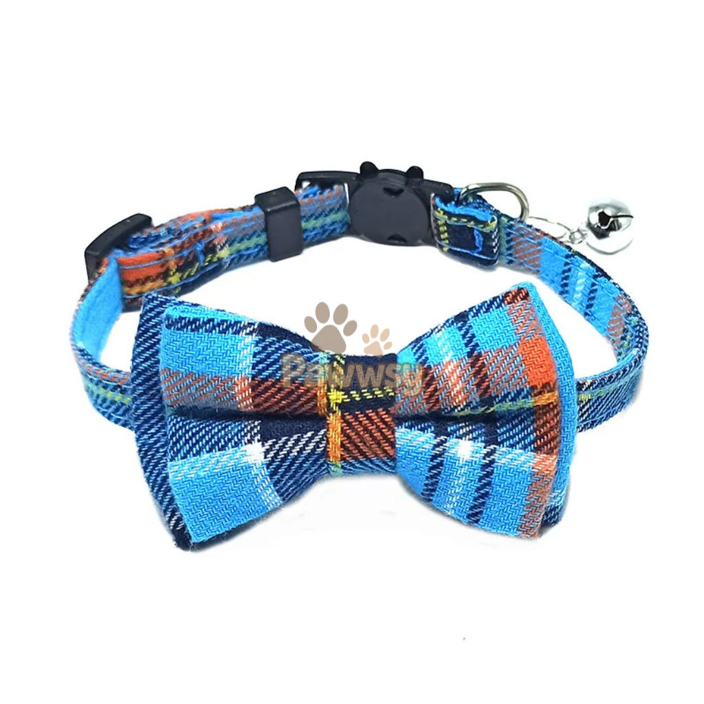 Christmas Plaid Cat Collar | Adjustable Breakaway Bow Tie with Bell