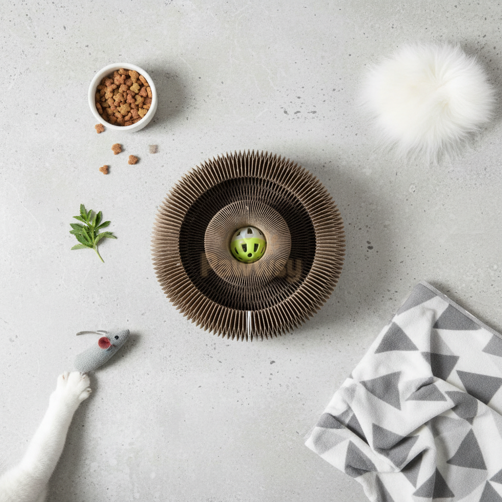 Brown multifunctional cat scratch board with honeycomb texture