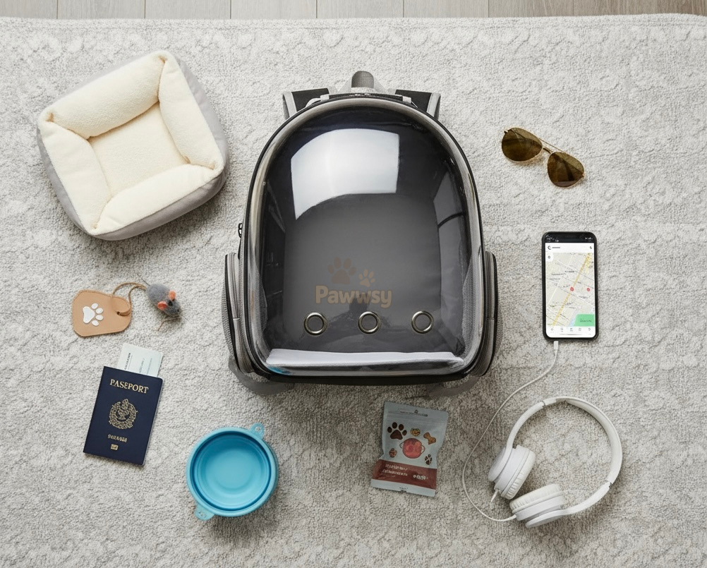 Transparent bubble cat carrier backpack in grey